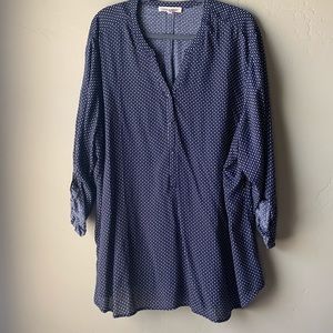 Navy polka dot tunic blouse